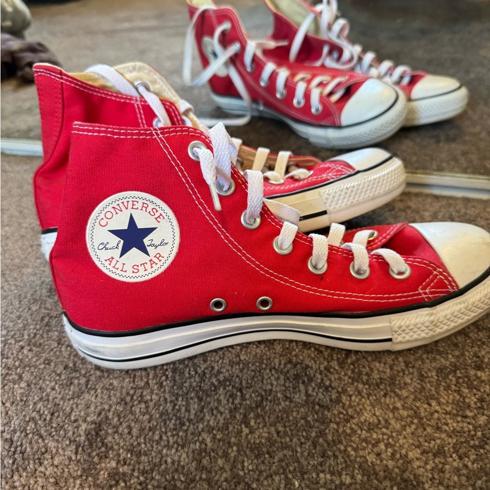 Converse Red and White High-Tops